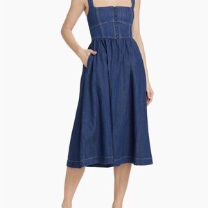 NWOT Reformation Tagliatelle Denim Midi Dress